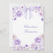 Invitation Lilac Purple Coquette Bow Princesse Quinceanera (Dos)