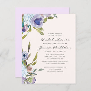 Invitation Lilac Purple Dusty Blue Floral Fête des mariées