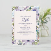 Invitation Lilac Purple Floral Greenery 18e anniversaire (Debout devant)