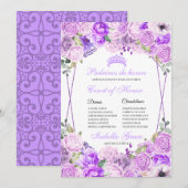 Invitation Lilac Purple Floral Quinceanera Cour d'honneur (Devant / Derrière)