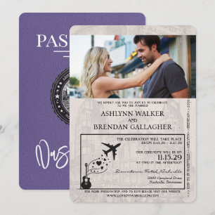 Invitation Lilac Purple Nashville Mariage de passeport