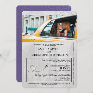 Invitation Lilac Purple New York City Passport Mariage
