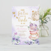 Invitation Lilac Purple Papillons Fête des mariées Tea Party (Debout devant)
