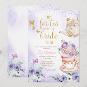 Invitation Lilac Purple Papillons Fête des mariées Tea Party (Devant / Derrière)