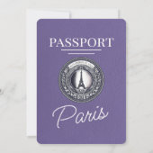 Invitation Lilac Purple Paris Passport Mariage (Dos)