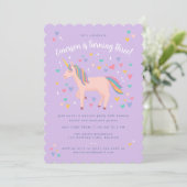 Invitation Lilac Purple Pastel Rainbow Unicorn fête d'anniver (Debout devant)