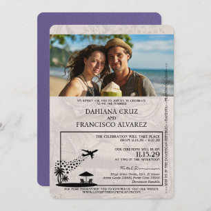 Invitation Lilac Purple République Dominicaine Mariage de pas