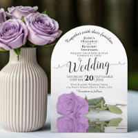 Lilac Purple Rose Élégant Mariage d'arc de calligr