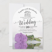 Invitation Lilac Purple Rose Élégant Mariage d'arc de calligr (Devant)