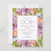 Invitation Lilac Purple Rose Floral 60e Anniversaire Femmes (Devant)