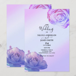 Invitation Lilac Purple Roses brillant Élégant Mariage floral