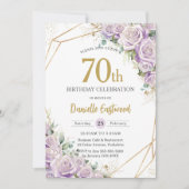 Invitation Lilac Purple Roses Floral 70e 80e anniversaire Lov (Devant)