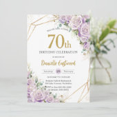 Invitation Lilac Purple Roses Floral 70e 80e anniversaire Lov (Debout devant)