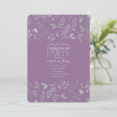 Invitation Lilac Purple Silver Leaves Engagement Botanique (Debout devant)