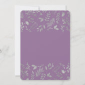 Invitation Lilac Purple Silver Leaves Engagement Botanique (Dos)
