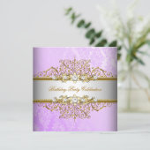 Invitation Lilac Purple White Gold Elegant Party (Debout devant)