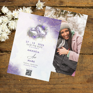 Invitation Lilac QR Code minimaliste moderne Enregistrer la d