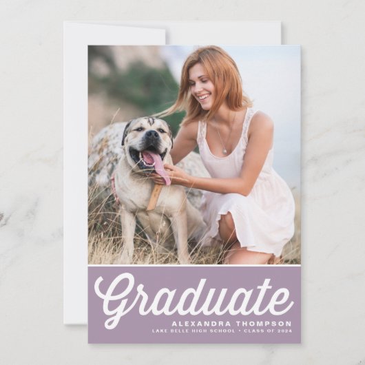 Invitation Lilac Retro Bold Typographie Photo Graduation (Devant)