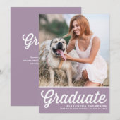 Invitation Lilac Retro Bold Typographie Photo Graduation (Devant / Derrière)