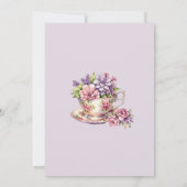 Invitation Lilac Rose Floral Whimsical Tea Baby Girl Douche (Dos)