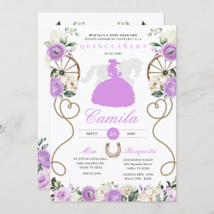 Invitation Lilac Rose Ouest Mariachi Charro Quinceañera