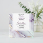 Invitation *~* LILAC RSVP QR GOLD MARBLE AR66 Mariage (Debout devant)