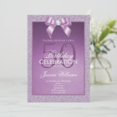 Invitation Lilac Sparkle & Gem élégant Anniversaire (Debout devant)