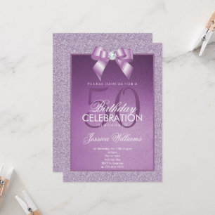 Invitation Lilac Sparkle & Gem élégant Anniversaire