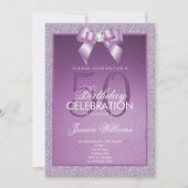 Invitation Lilac Sparkle & Gem élégant Anniversaire (Devant)