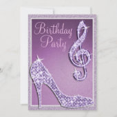 Invitation Lilac Stiletto & Treble Clef Anniversaire (Devant)