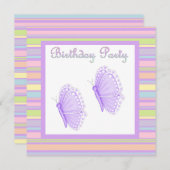 Invitation LILAC strié papillon NAISSDAY PARTY INVITAT (Devant / Derrière)