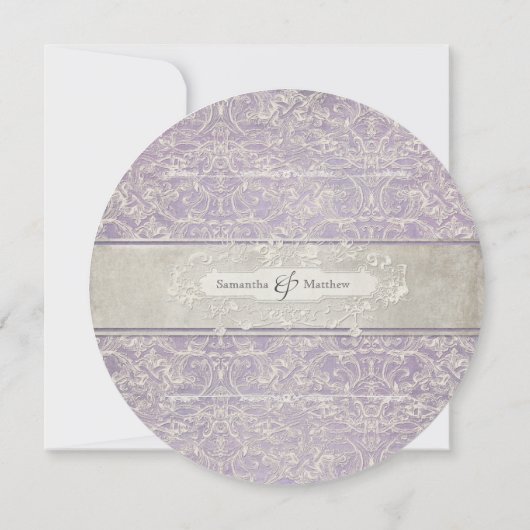 Invitation Lilac Vintage français Régence Lace Mariage dressé (Dos)