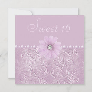 Invitation Lilac vintage Lling Fleurs & Perles Sweet 16