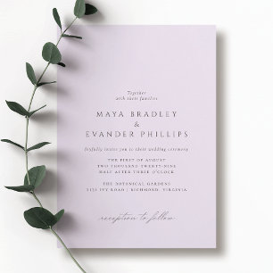 Invitation Lilac violet clair Élégant Mariage Lavender