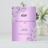 Invitation Lilac Violet floral Argent Moderne Élégant RSVP (Debout devant)