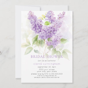 Invitation Lilac Violet Floral Mariage Fête de Fiançailles Aq