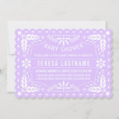 Invitation Lilac violet, papillon blanc picado bébé douche (Devant)