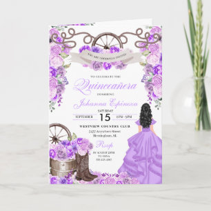 Invitation Lilac Western Charro Bi-Fold Quinceanera