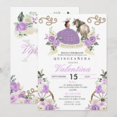Invitation Lilac Western Fairytale Wagon Wheels Quinceañera (Devant / Derrière)