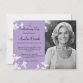 Invitation Lilac White Flower Photo Celebration of Life Card (Devant)