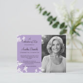 Invitation Lilac White Flower Photo Celebration of Life Card (Debout devant)