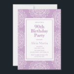 Invitation Lilac & White Mandala Flower 70th Birthday<br><div class="desc">Invitations d'anniversaire de motif de fleur de mandala Lilac et blanc.</div>