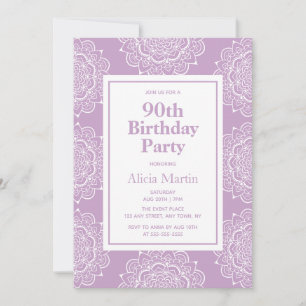 Invitation Lilac & White Mandala Flower 70th Birthday