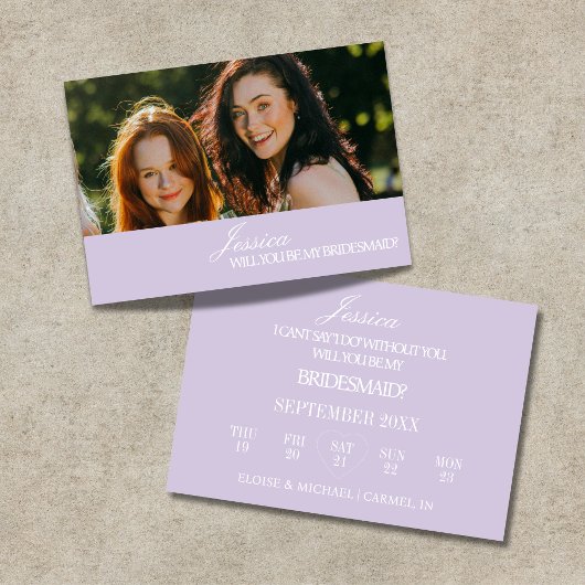 Invitation Lilac Will You Be My Bridesmaid Proposal Card