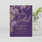 Invitation Lilac Wisteria Mariage Violet Enregistrer La Date (Debout devant)