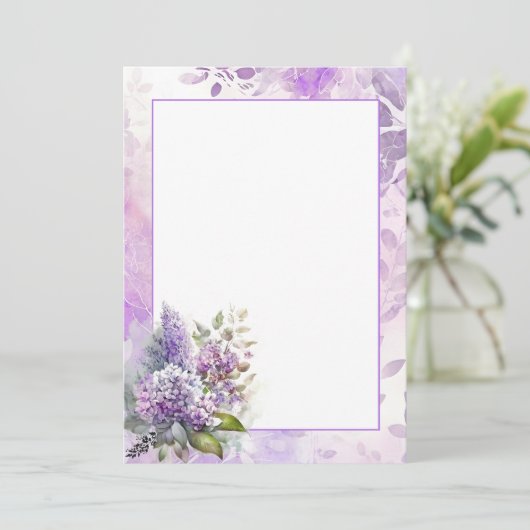 Invitation Lilacs d'aquarelle et blanc floral d'Hydrangea (Debout devant)