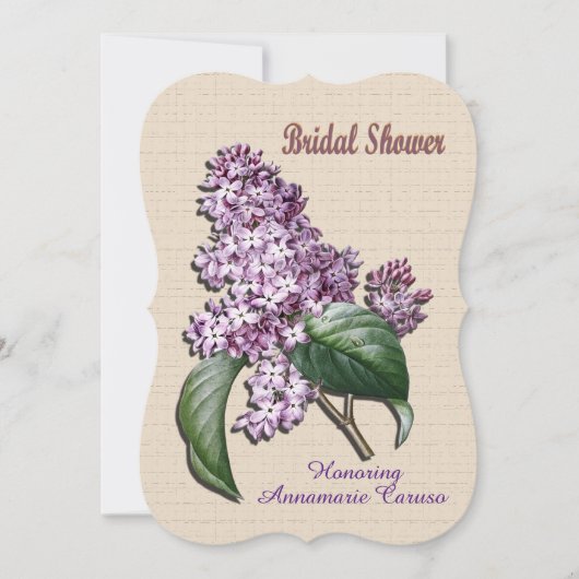 Invitation Lilacs d'invitation de douche nuptiale (Devant)