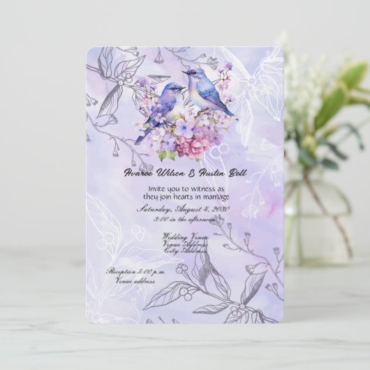 Invitation Lilacs et Bluebirds (Debout devant)