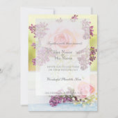 Invitation Lilacs et mariage vintage Rose (Devant)