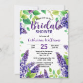 Invitation Lilacs pourpres avec Fête des mariées Feuille vert (Devant)